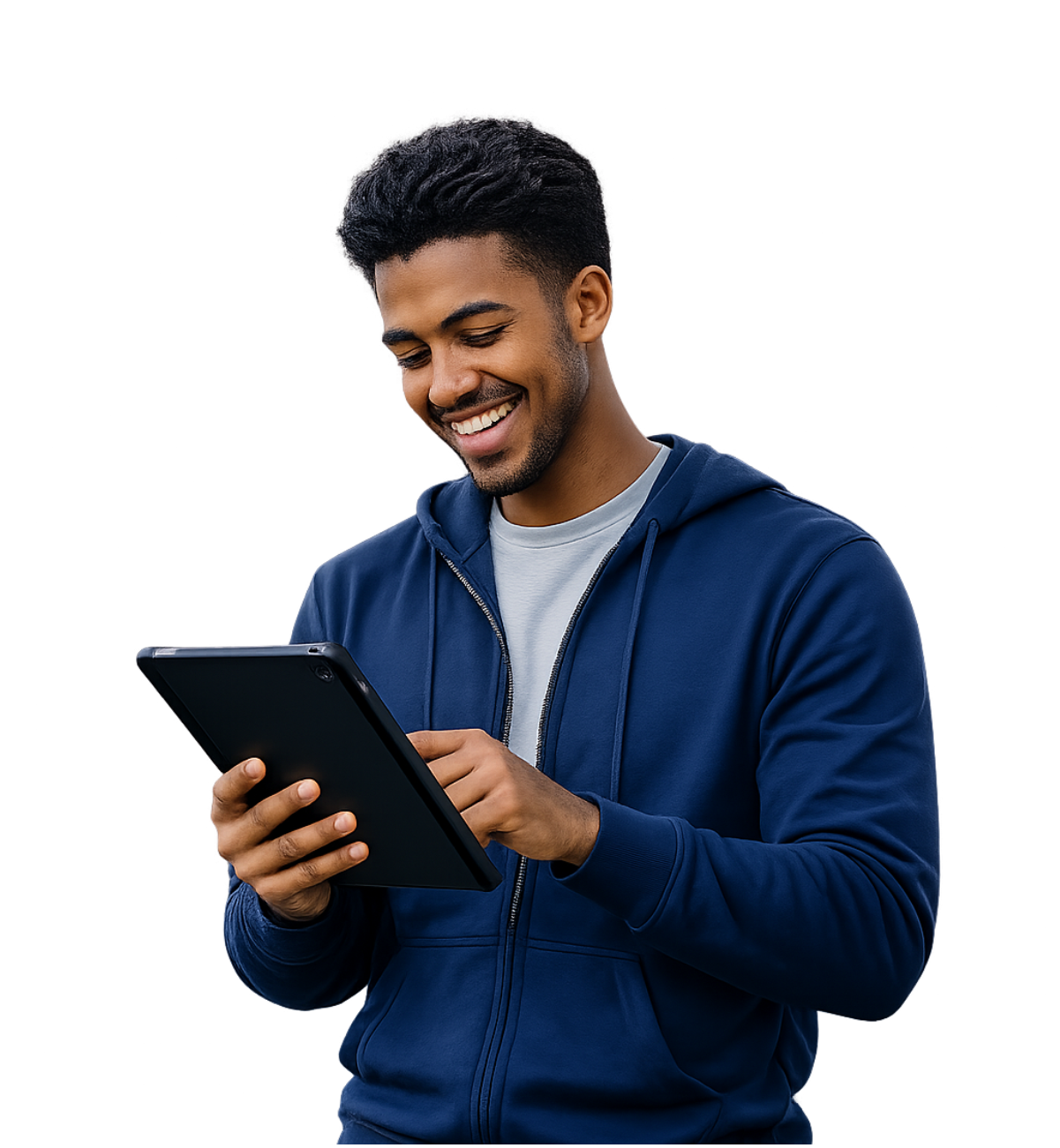 Étudiant avec tablette